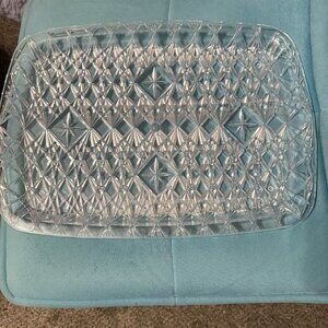 Vintage Mid Century Trelawney Clear Plastic Serving Tray Lucite Atomic Starburst